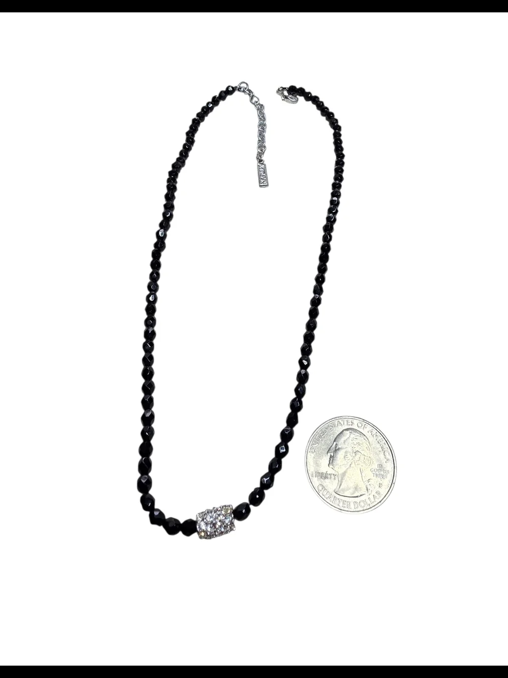 Napier Black Beaded Choker Necklace with Crystal Accent